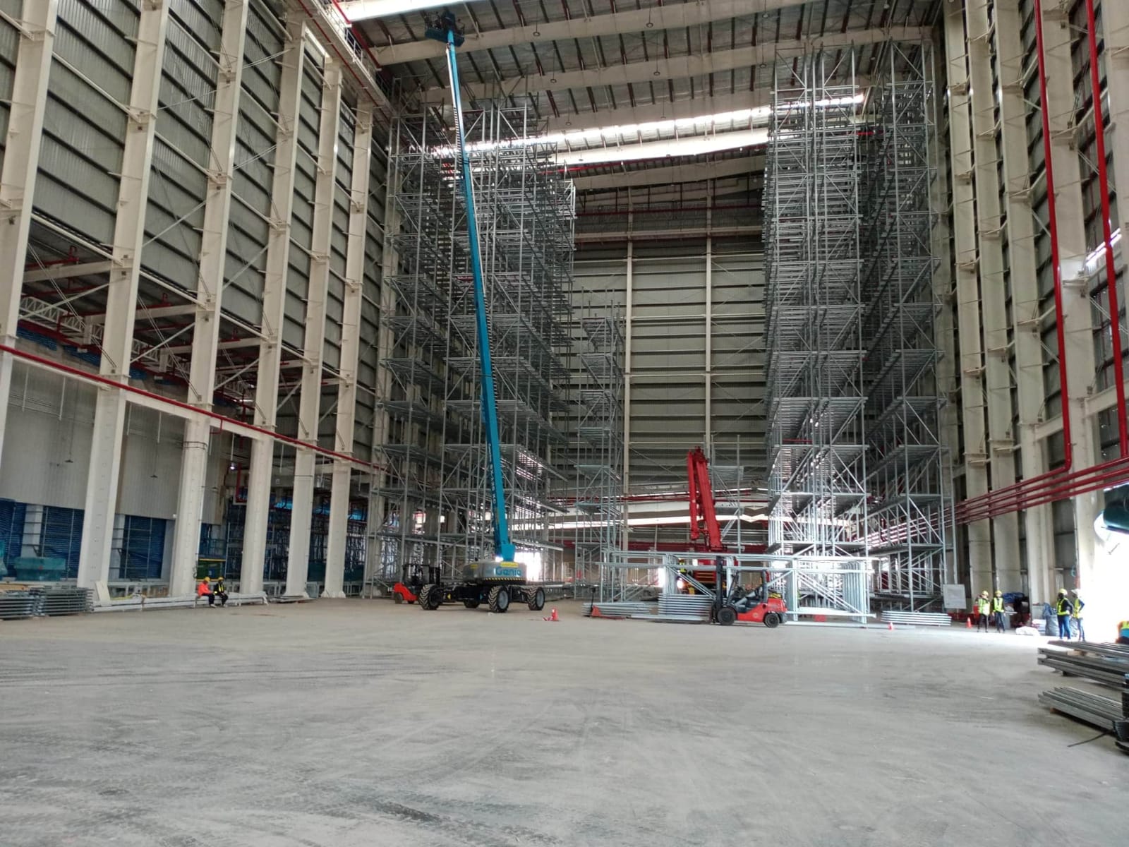 Rack clad high bay installation inside a warehouse